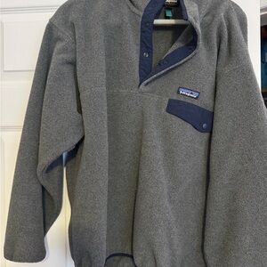 Patagonia Synchilla Gray and Teal Pullover